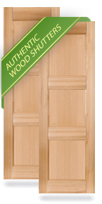 Three Equal Flat Panel Wood Shutters