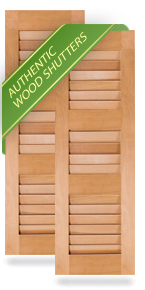 Three Louver Small Center Wood Shutters