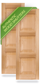 Three Equal Raised Panel Wood Shutters
